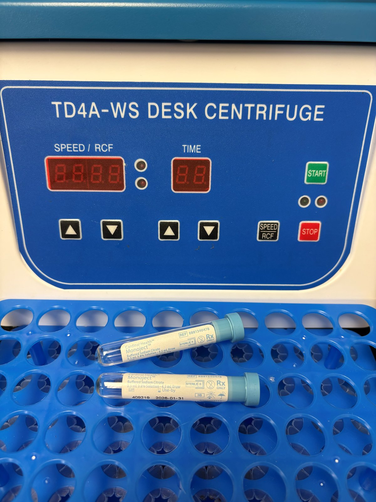 PRP tubes in the centrifuge at Seymour Beauty Aesthetics
