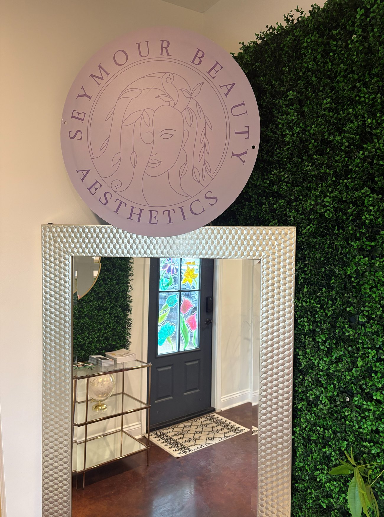 The entrance to Seymour Beauty Aesthetics in Maurice, Louisiana
