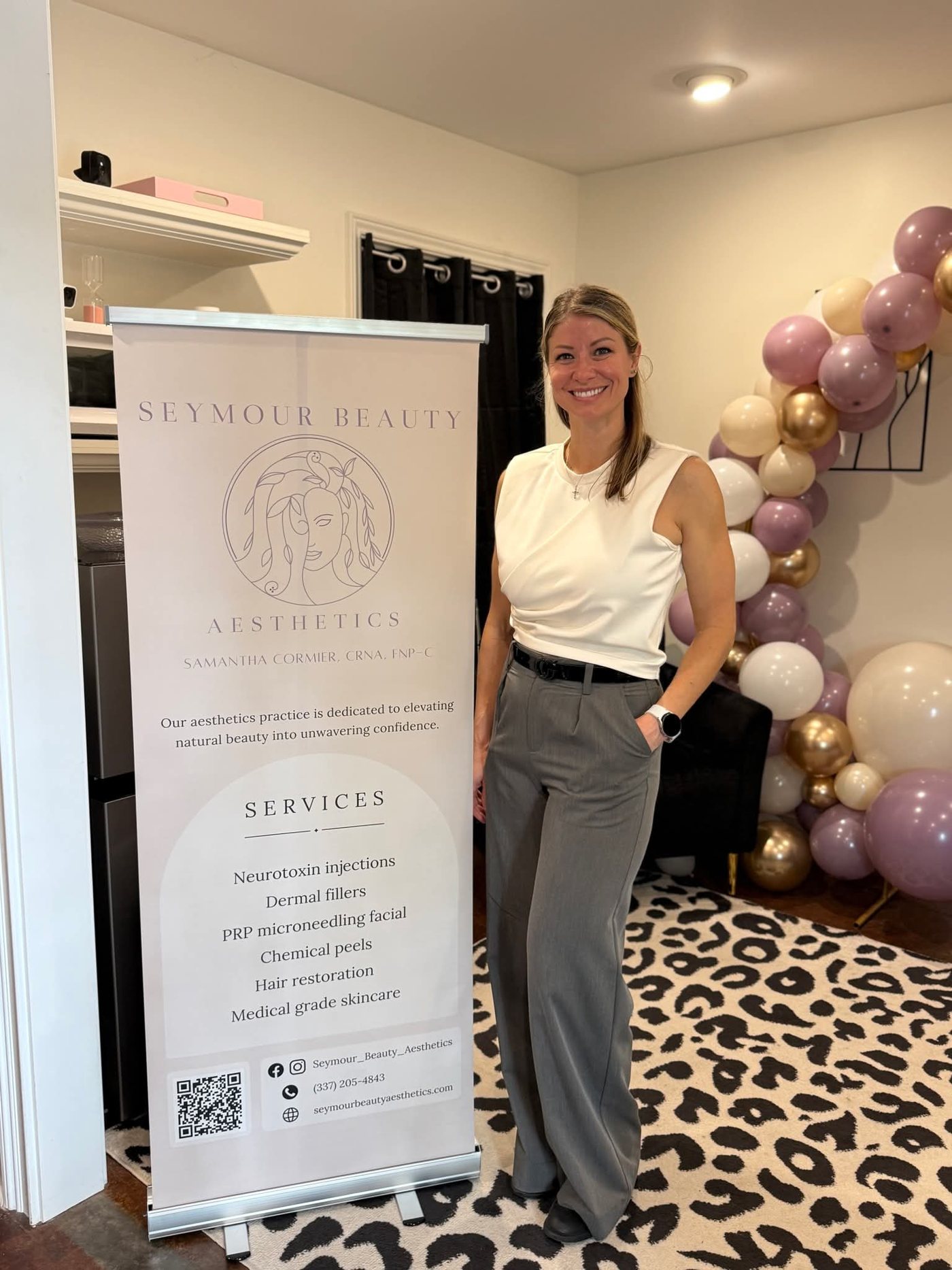 Tox party setup at Seymour Beauty Aesthetics in Maurice, LA